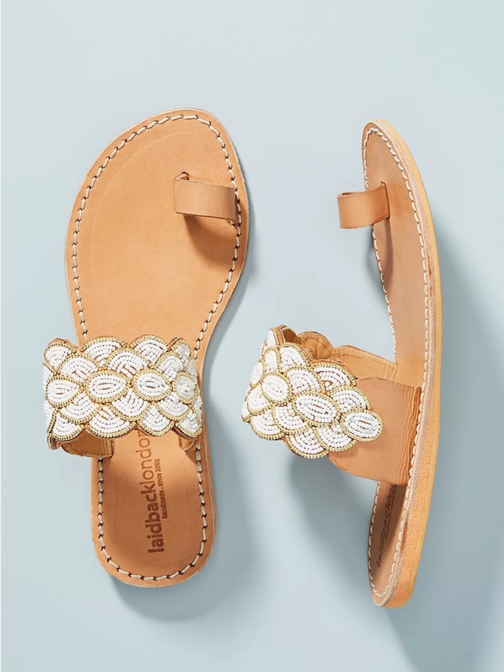 Anthropology Laidback London Beaded Strap Slide Sandals size 38